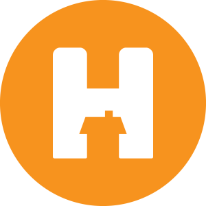 Hyresbostäder Norrköping logga - orange med ett vit H